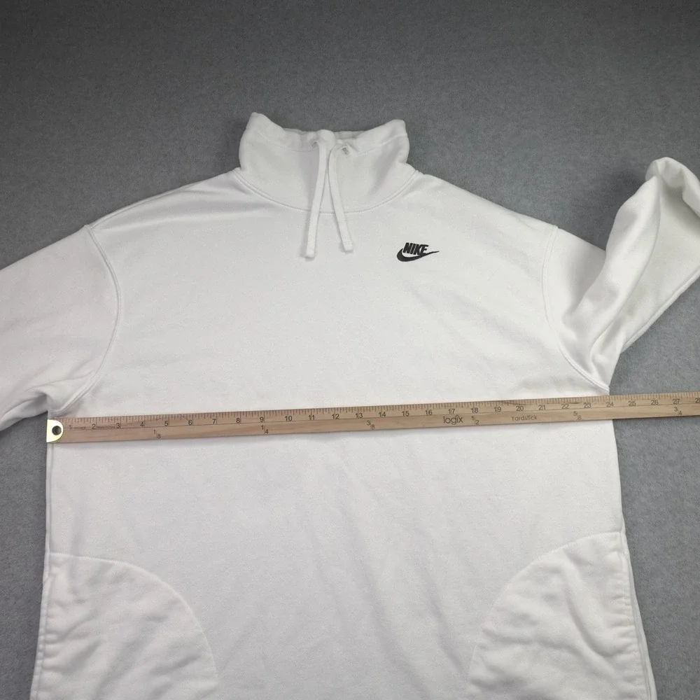 Nike Sweatshirt Womens Small White Funnel Neck Athleisure Pullover Logo